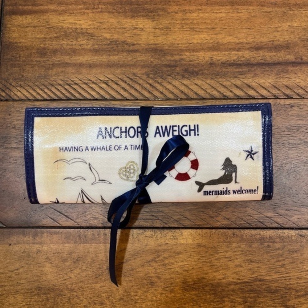 Brighton Jewelry Roll‎ Seaside Chic Mermaids Anchors Aweigh Set Sail Travel 8x9